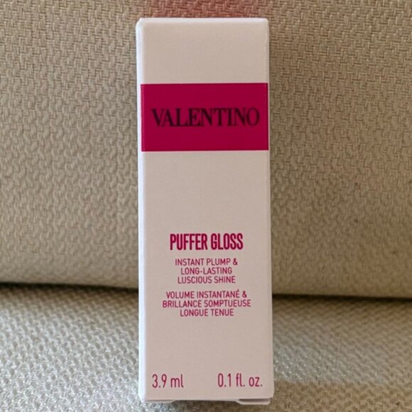 Valentino Scarlet Red HARDSHELL Makeup Pouch with Charm + Puffer Gloss Set (NWT) - Picture 6 of 9